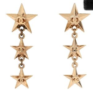 CHANEL Gold Triple Star Earrings